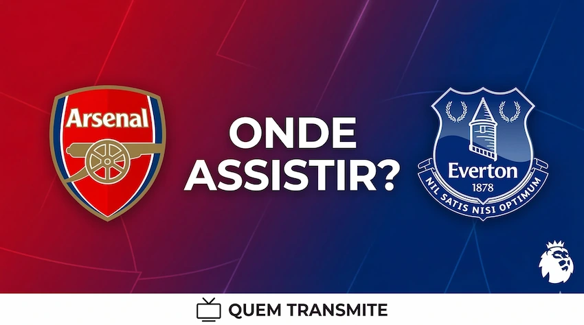 Arsenal x Everton: onde assistir ao vivo - Premier League 25/26. (Arte: Inteligência Artificial / Quem Transmite)