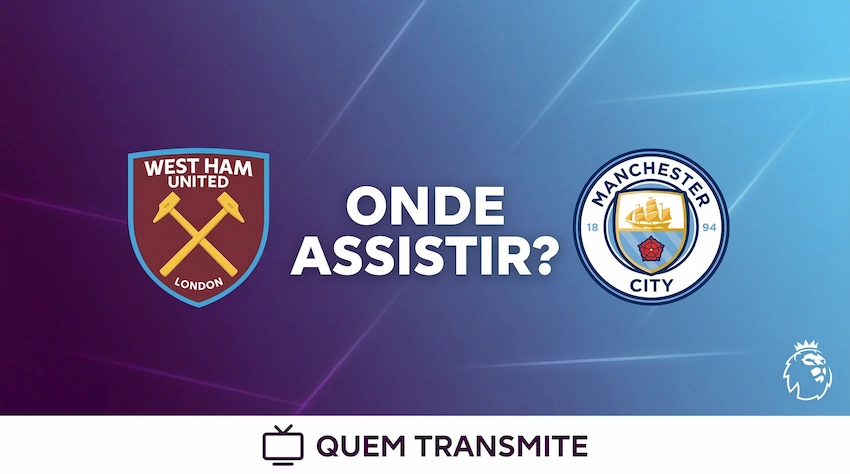 West Ham x Manchester City: onde assistir ao vivo - Premier League 25/26. (Arte: Inteligência Artificial / Quem Transmite)