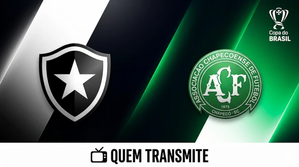 Escudos de Botafogo e Chapecoense no texto Botafogo x Chapecoense: onde assistir ao vivo horário e escalações - Copa do Brasil 2026