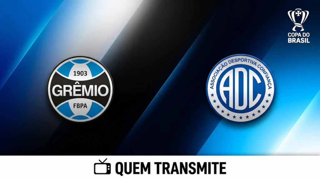 Escudos de Grêmio e Confiança no texto Grêmio x Confiança: onde assistir ao vivo horário e escalações - Copa do Brasil 2026.