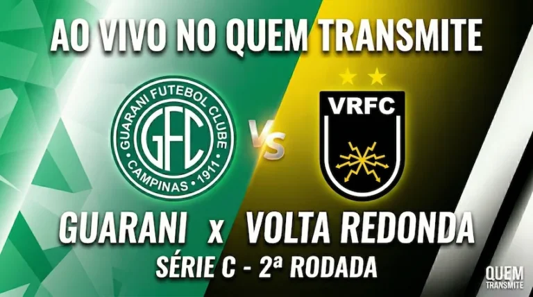 Guarani x Volta Redonda: assista ao vivo e com imagens - Série C 2026