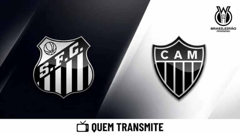 Escudos de Santos e Atlético Mineiro para o Guia Santos x Atlético Mineiro: assista ao vivo e com imagens - Brasileirão Feminino 2026