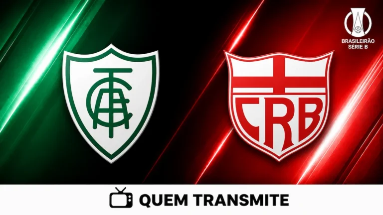 Escudos de América Mineiro e CRB no texto América Mineiro x CRB: veja onde assistir ao vivo e horário - Série B 2026