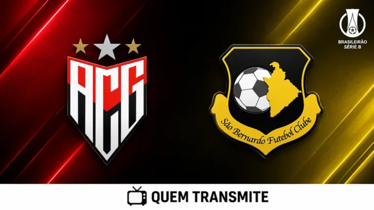 Escudos de Atlético Goianiense e São Bernardo no texto Atlético Goianiense x São Bernardo AO VIVO: onde passa e horário – Série B 2026