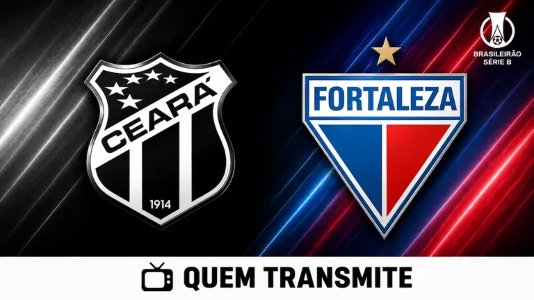 Escudos de Ceará e Fortaleza no texto Ceará x Fortaleza: veja onde assistir ao vivo e horário - Série B 2026