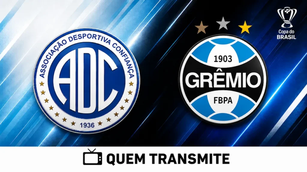 Escudos de Confiança e Grêmio no texto Confiança x Grêmio: veja onde assistir ao vivo e horário - Copa do Brasil 2026