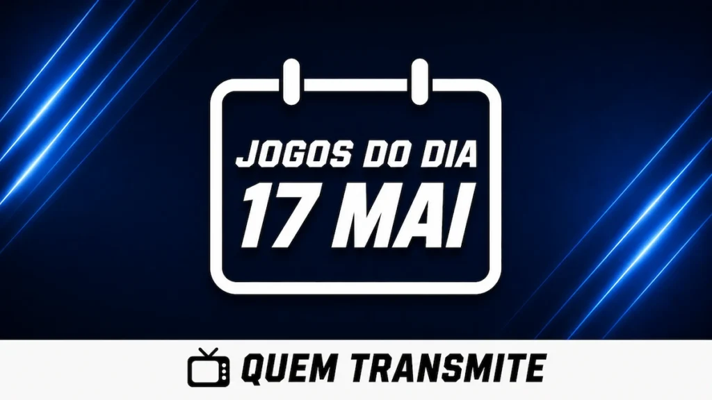 Confira onde assistir ao vivo os jogos deste domingo – 17 de maio de 2026. (Arte: Inteligência Artificial / Quem Transmite)
