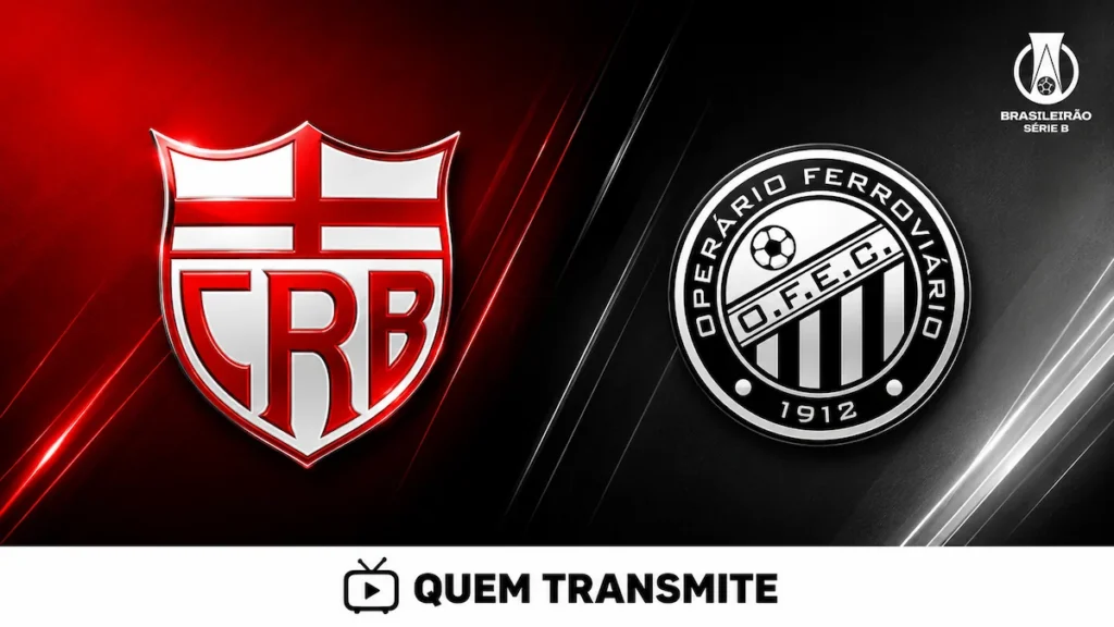 Escudos de CRB e Operário no texto CRB x Operário: veja onde assistir ao vivo e horário - Série B 2026