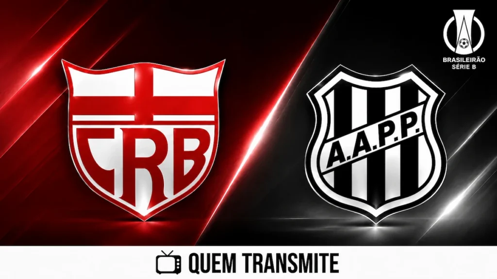 Escudos de CRB e Ponte Preta no texto CRB x Ponte Preta AO VIVO: onde passa e horário – Série B 2026.