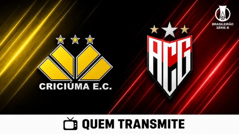 Escudos de Criciúma e Atlético Goianiense no texto Criciúma x Atlético Goianiense: veja onde assistir ao vivo e horário - Série B 2026.