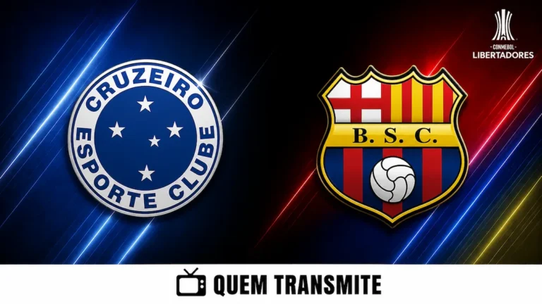 Escudos de Cruzeiro e Barcelona de Guayaquil no texto Cruzeiro x Barcelona de Guayaquil AO VIVO: onde passa e horário – Libertadores 2026