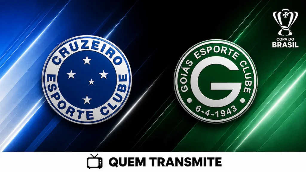 Escudos de Cruzeiro e Goiás no texto Cruzeiro x Goiás: veja onde assistir ao vivo e horário - Copa do Brasil 2026