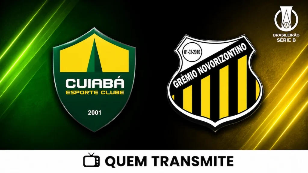 Escudos de Cuiabá e Novorizontino no texto Cuiabá x Novorizontino: veja onde assistir ao vivo e horário - Série B 2026
