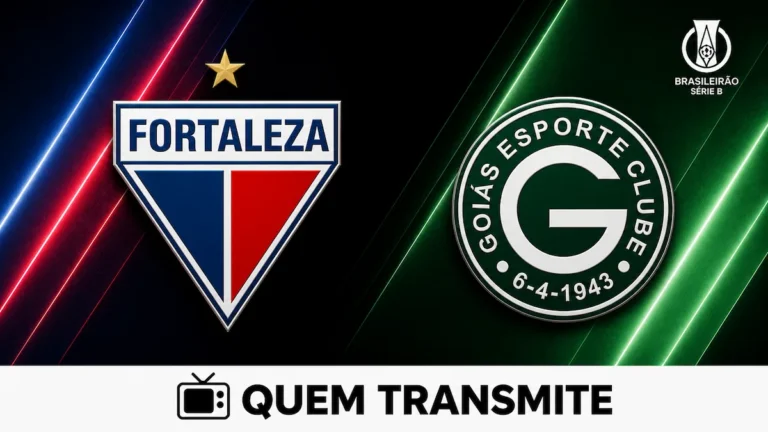 Escudos de Fortaleza e Goiás no texto Fortaleza x Goiás: veja onde assistir ao vivo e horário - Série B 2026