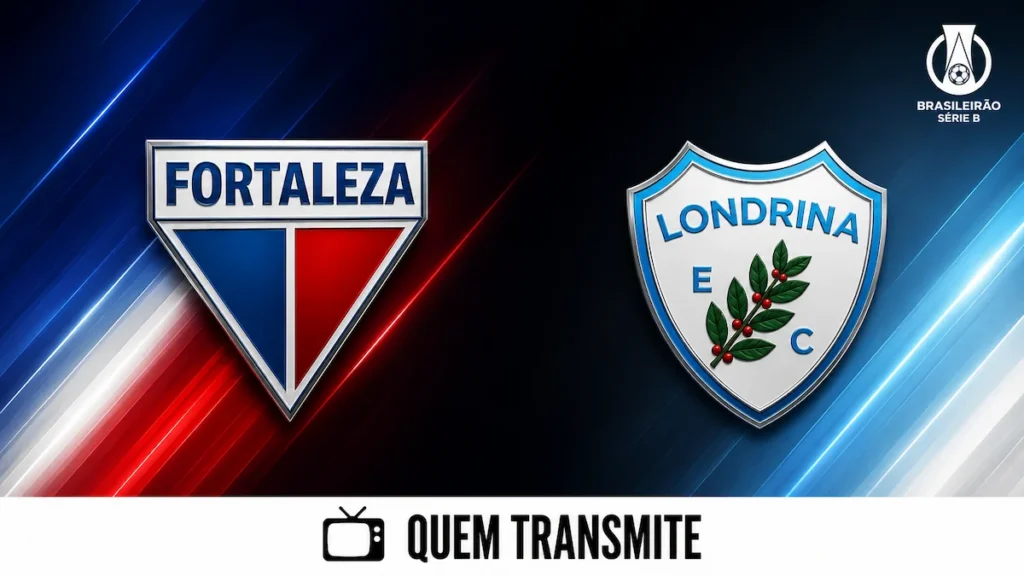 Escudos de Fortaleza e Londrina no texto Fortaleza x Londrina: veja onde assistir ao vivo e horário - Série B 2026.