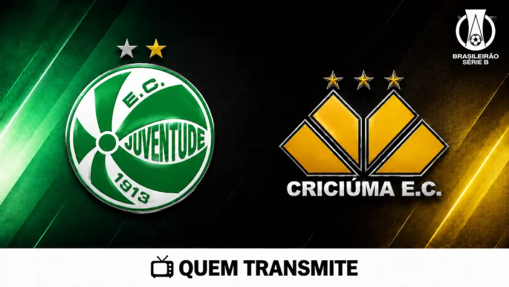 Escudos de Juventude e Criciúma no texto Juventude x Criciúma: veja onde assistir ao vivo e horário - Série B 2026