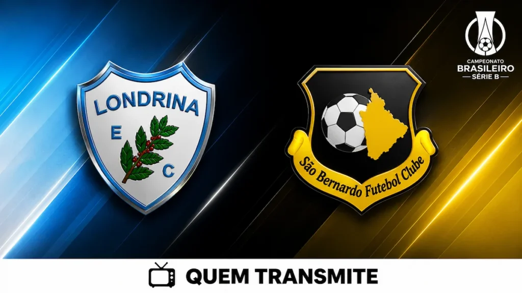 Escudos de Londrina e São Bernardo no texto Londrina x São Bernardo: veja onde assistir ao vivo e horário - Série B 2026