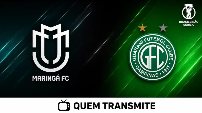 Escudos de Maringá e Guarani no escudo Maringá x Guarani: assista ao vivo com imagens - Série C 2026