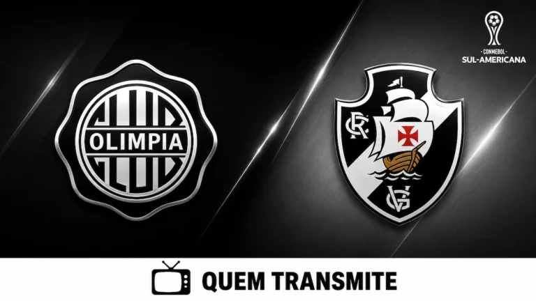 Escudos de Olimpia e Vasco no texto Olímpia x Vasco: veja onde assistir ao vivo e horário - Sul-Americana 2026