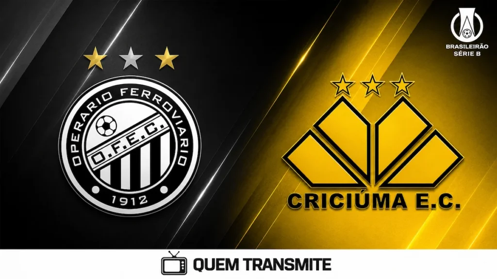 Escudos de Operário e Criciúma no texto Operário x Criciúma AO VIVO: onde passa e horário – Série B 2026