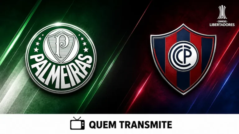 Escudos de Palmeiras e Cerro Porteño no texto Palmeiras x Cerro Porteño: veja onde assistir ao vivo e horário - Libertadores 2026.