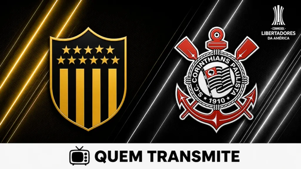 Escudos de Peñarol e Corinthians no texto Peñarol x Corinthians: veja onde assistir ao vivo e horário - Libertadores 2026