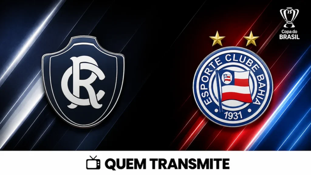 Escudos de Remo e Bahia no texto Remo x Bahia: veja onde assistir ao vivo e horário - Copa do Brasil 2026
