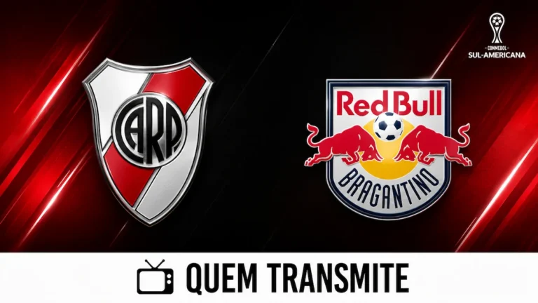 Escudos de River Plate e Red Bull Bragantino no texto River Plate x Red Bull Bragantino: veja onde assistir ao vivo e horário - Sul-Americana 2026
