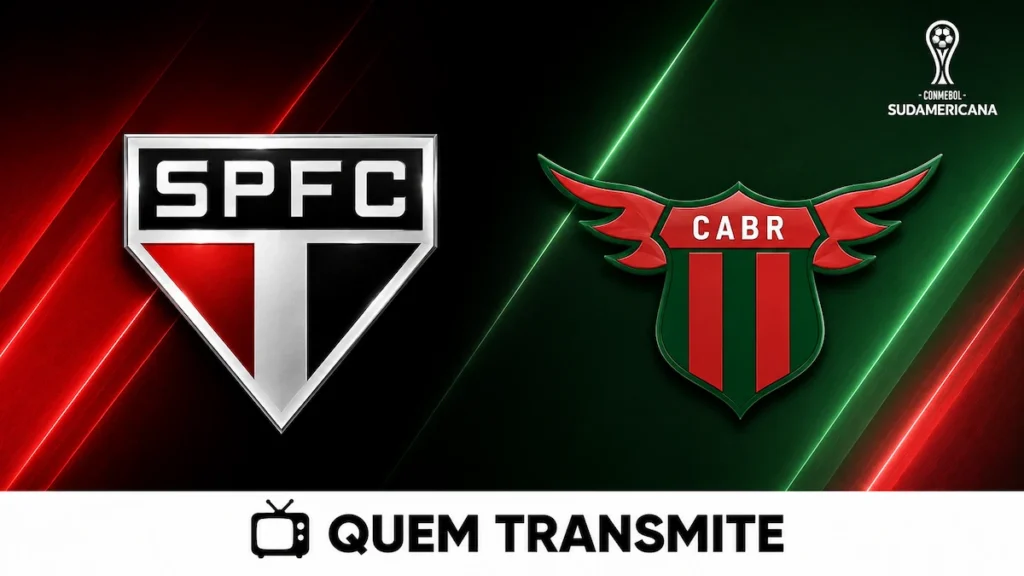 Escudos de São Paulo e Boston River no texto São Paulo x Boston River AO VIVO: onde passa e horário – Sul-Americana 2026.