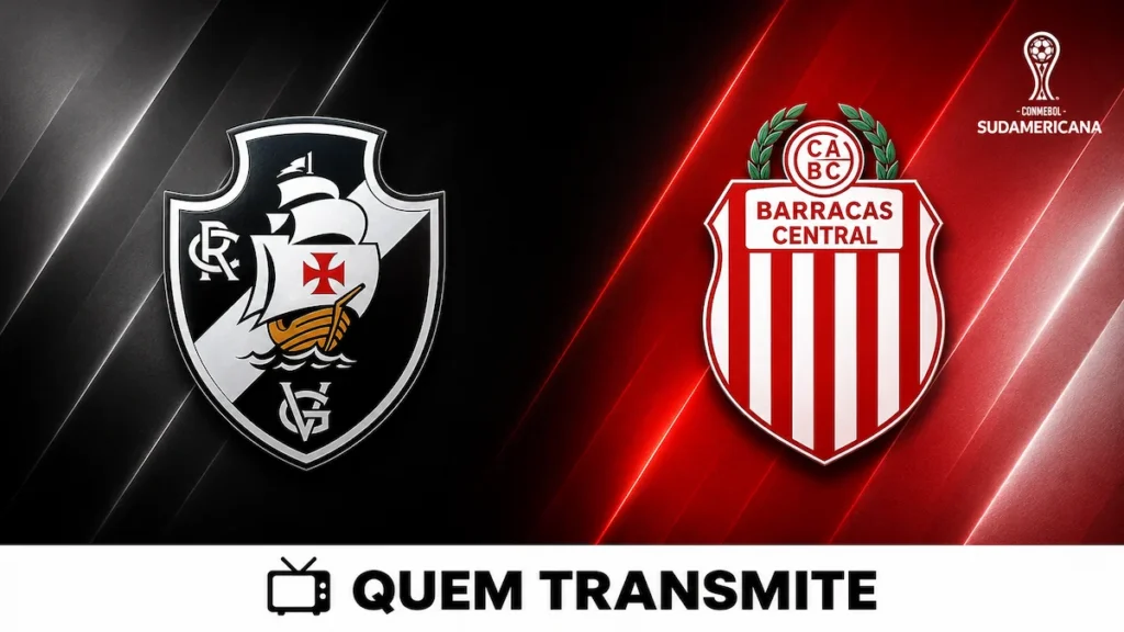 Escudos de Vasco e Barracas Central no texto Vasco x Barracas Central AO VIVO: onde passa e horário – Sul-Americana 2026