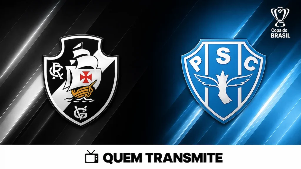 Escudos de Vasco e Paysandu no texto Vasco x Paysandu: veja onde assistir ao vivo e horário - Copa do Brasil 2026