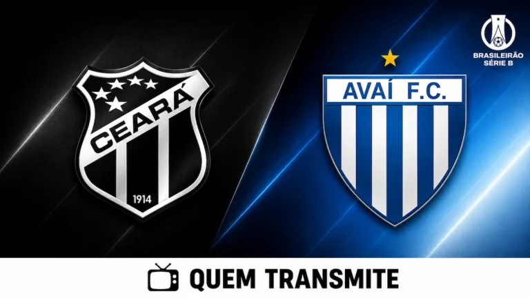Escudos de Ceará e Avaí no texto Ceará x Avaí AO VIVO: onde passa e horário – Série B 2026