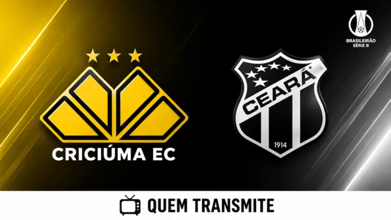 Escudos de Criciúma e Ceará no texto Criciúma x Ceará AO VIVO: onde passa e horário – Série B 2026